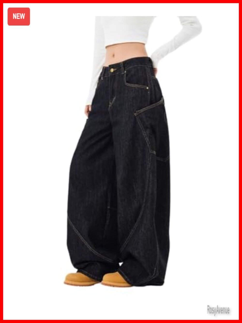 Baggy Barrel Jeans High Waisted Wide Leg Denim Pants Casual